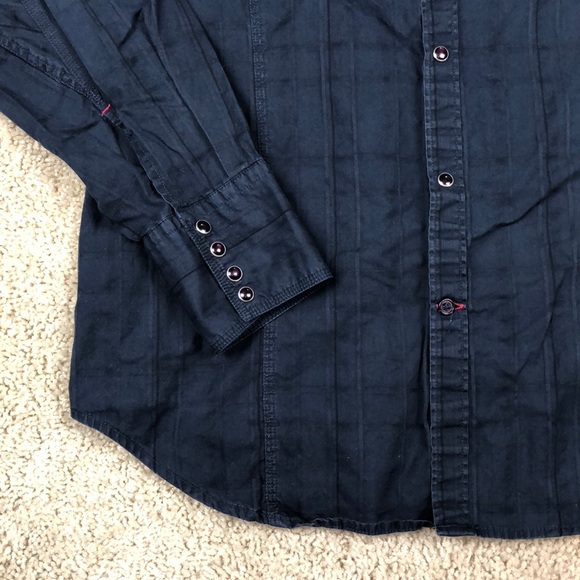 Guess Shirts Guess Snap Button Down Shirt Navy Blue Sz Medium